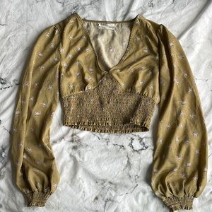 NEW Urban Outfitters Smocked Floral Blouse Size S